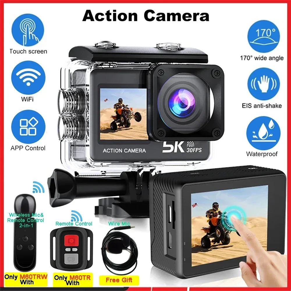 Kamera sportowa sony imx576 5k 4k60fps wodoodporna 48mp z wi-fi