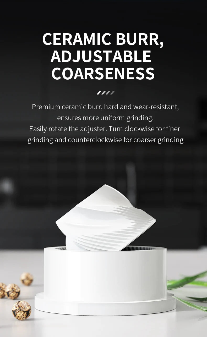 USB Rechargeable Electric Salt & Pepper Grinder - Adjustable Coarseness