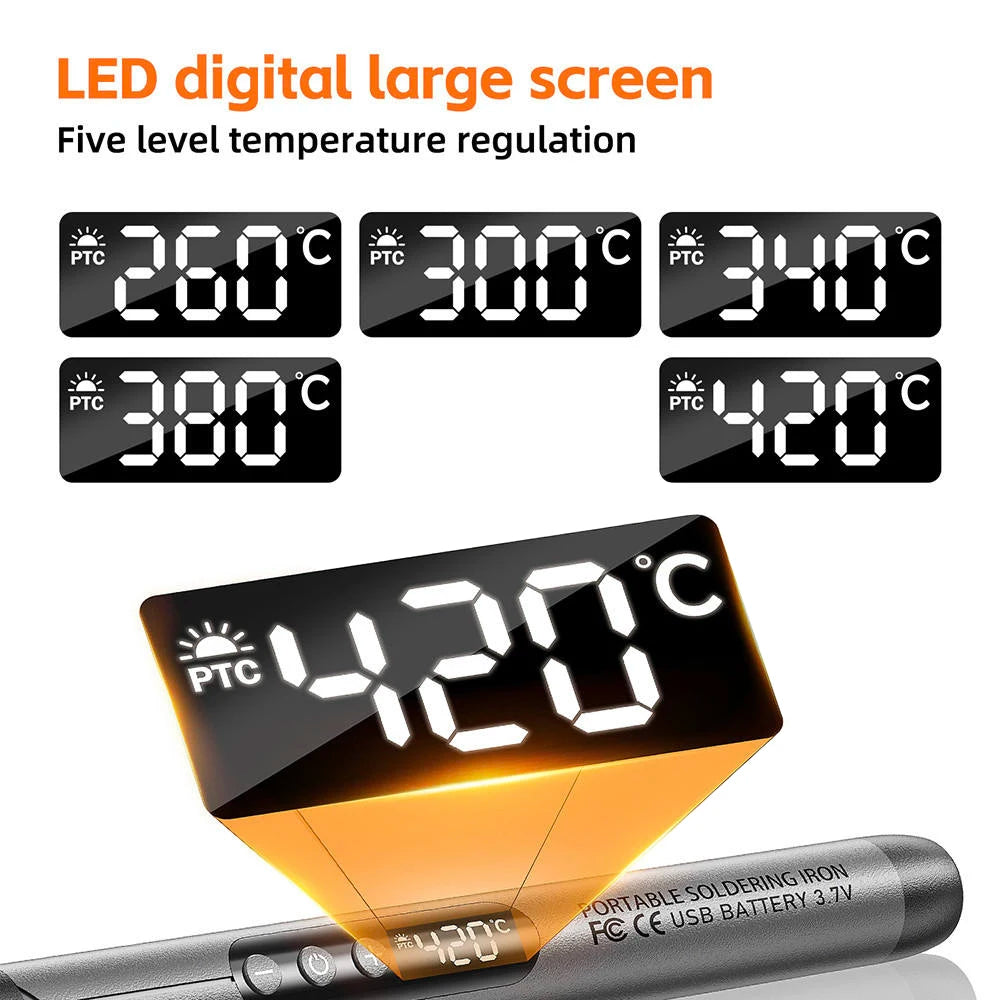 Bezprzewodowa cyfrowa lutownica usb – regulacja temperatury 300-450℃ typ-c 1000mah