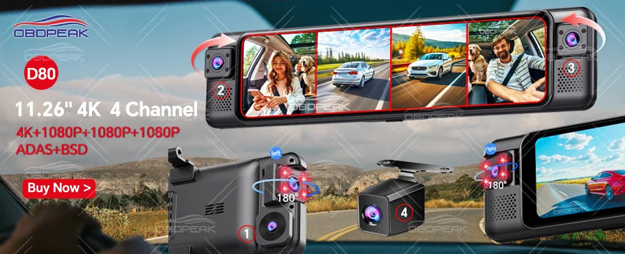 K2 pro 11.3" 4k bezprzewodowy carplay android auto kamera samochodowa z gps i podwójnym obiektywem