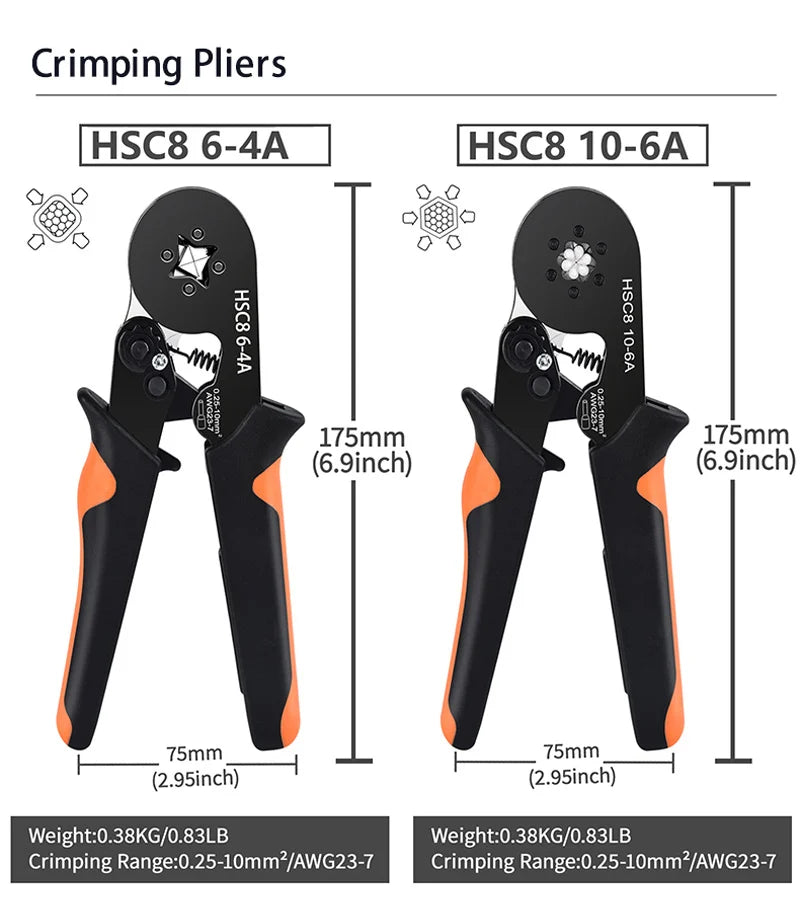 Hexagonal Self-Adjustable Ratchet Ferrule Crimping Tool Kit 23-7AWG | Precision Electrical Connectors