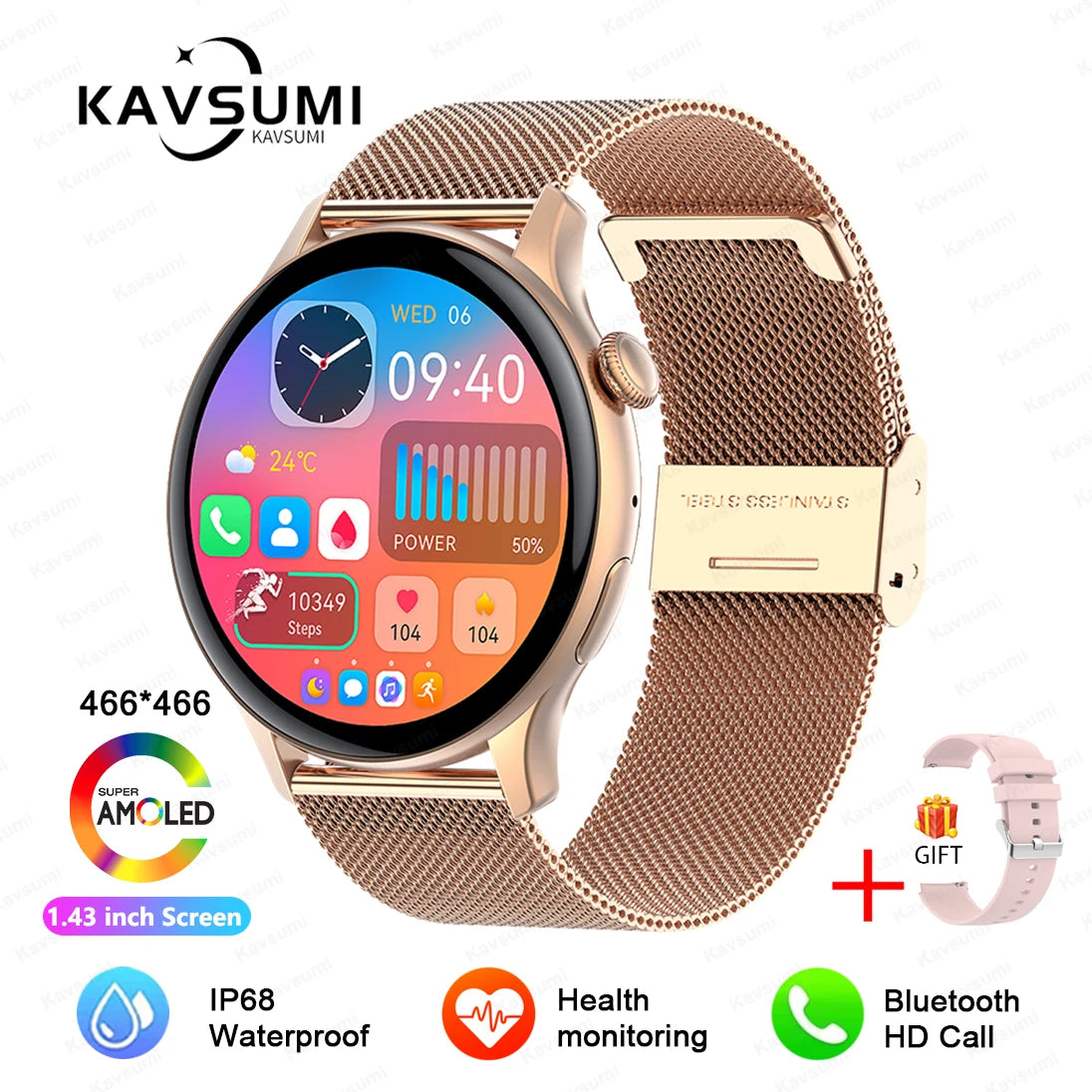 Women's Elegant AMOLED Smartwatch with GPS & Bluetooth Calling