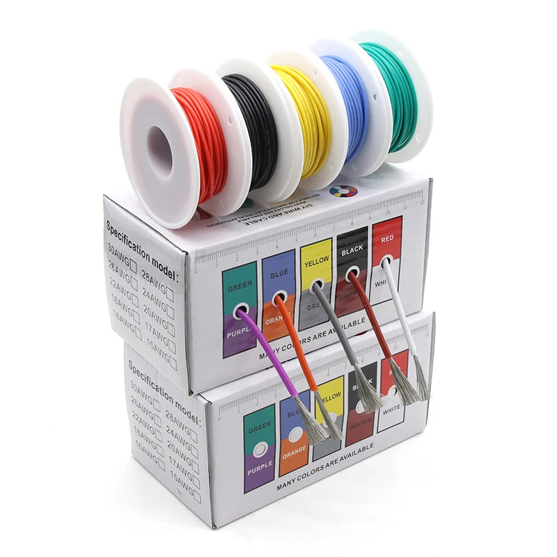 Heat Resistant Flexible Silicone Wire Kit - 5 Colors, Multi-Gauge AWG, Tinned Copper