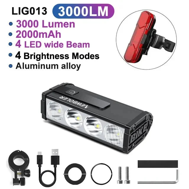 Lampa rowerowa newboler 10000 lumenów - ładowana usb do mtb i szosy