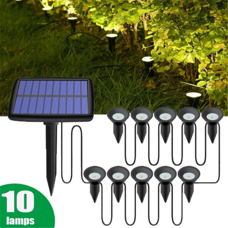 Vabena 10-in-1 RGB Solar Landscape Spotlights - IP65 Waterproof Garden Lights Set