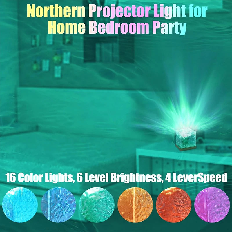 Projektor światła fala oceanu - lampa aurora z 16 kolorami