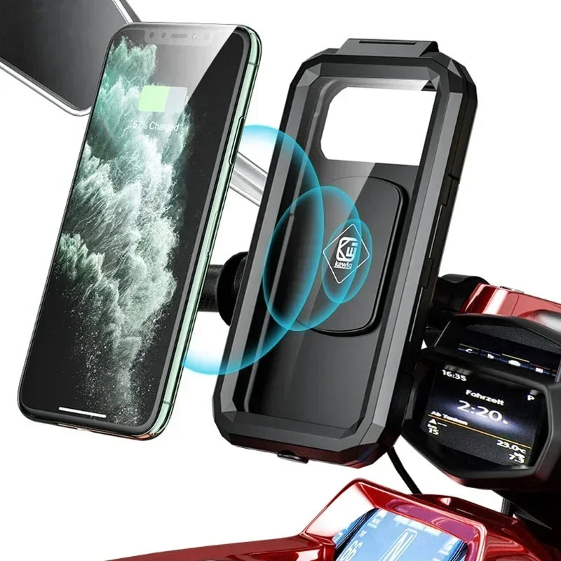 Uchwyt na telefon z ładowarką bezprzewodową do motocykla - szybkie ładowanie qc 3.0