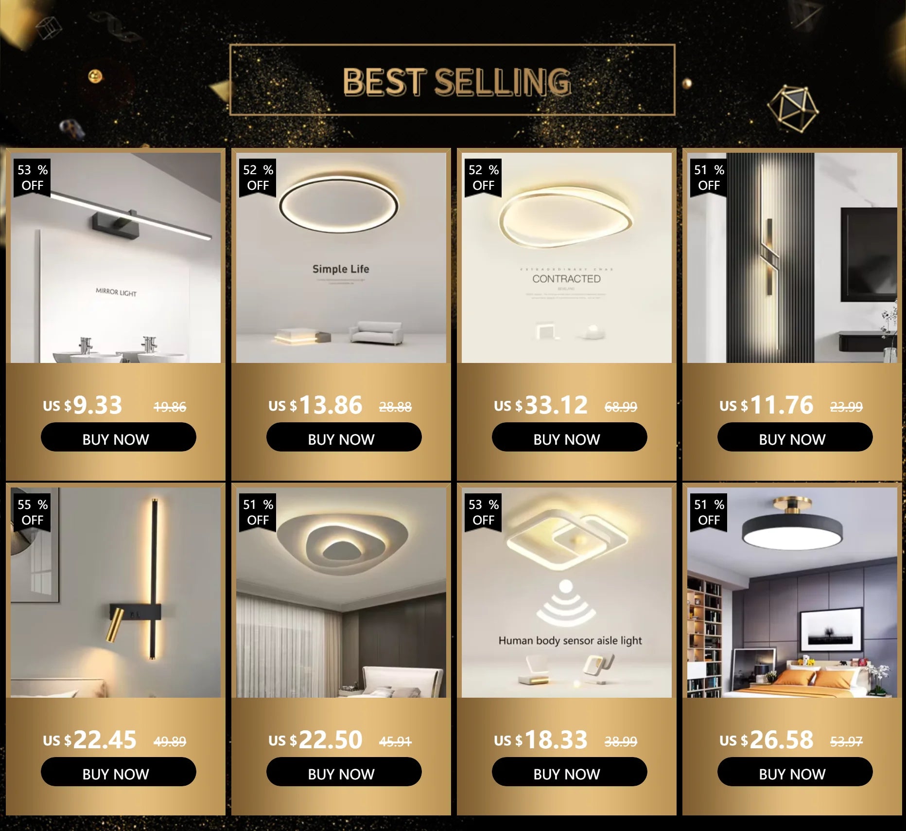 Vabena nowoczesna lampa ścienna led do łazienki, trzy kolory, aluminiowa