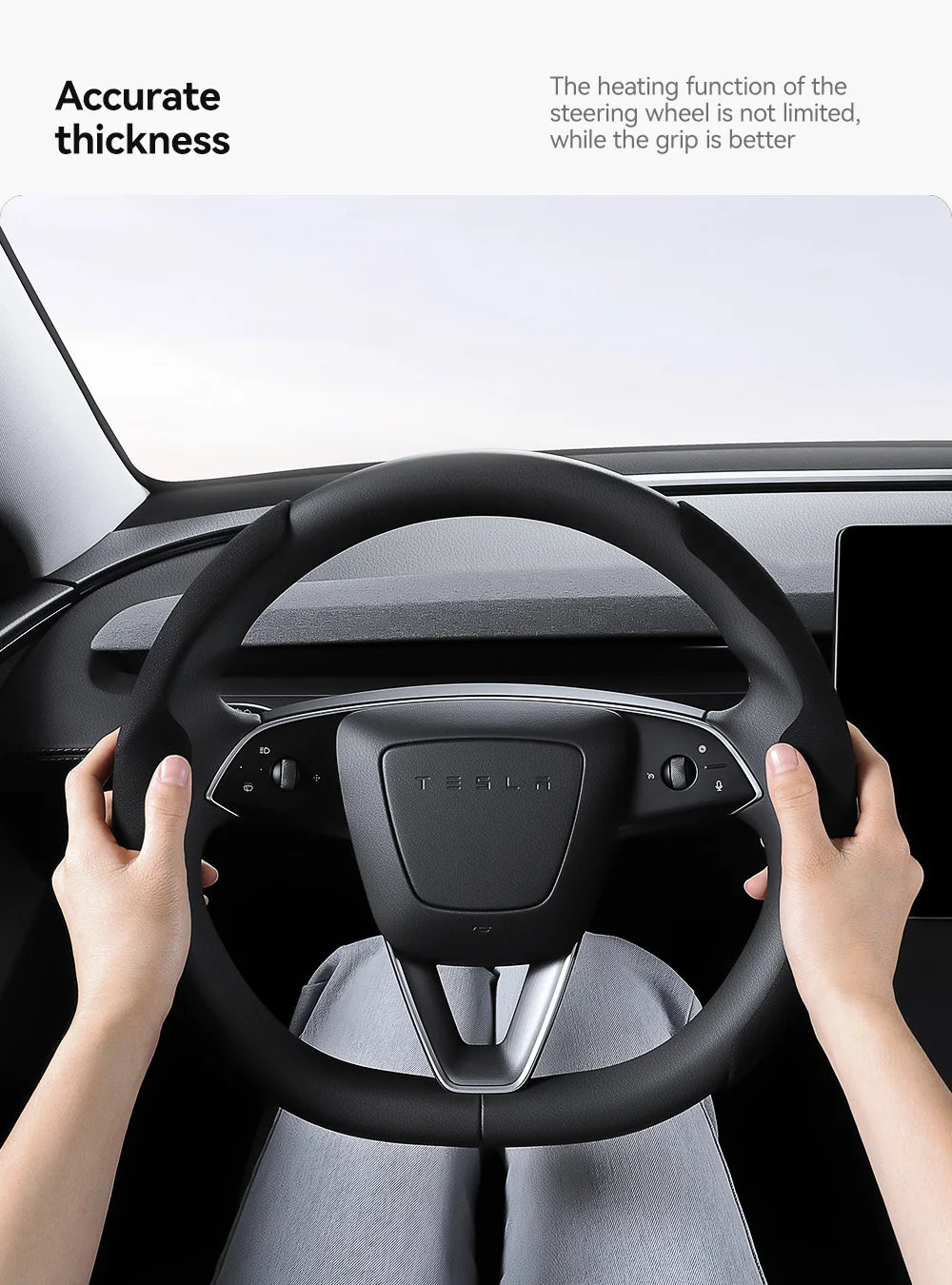 Pokrowiec na kierownicę tesla model 3/y highland juniper z włókna węglowego