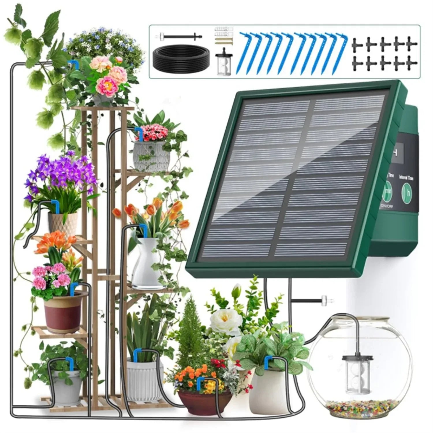 Solarny automatyczny system nawadniania kroplowego do ogrodu i na balkon