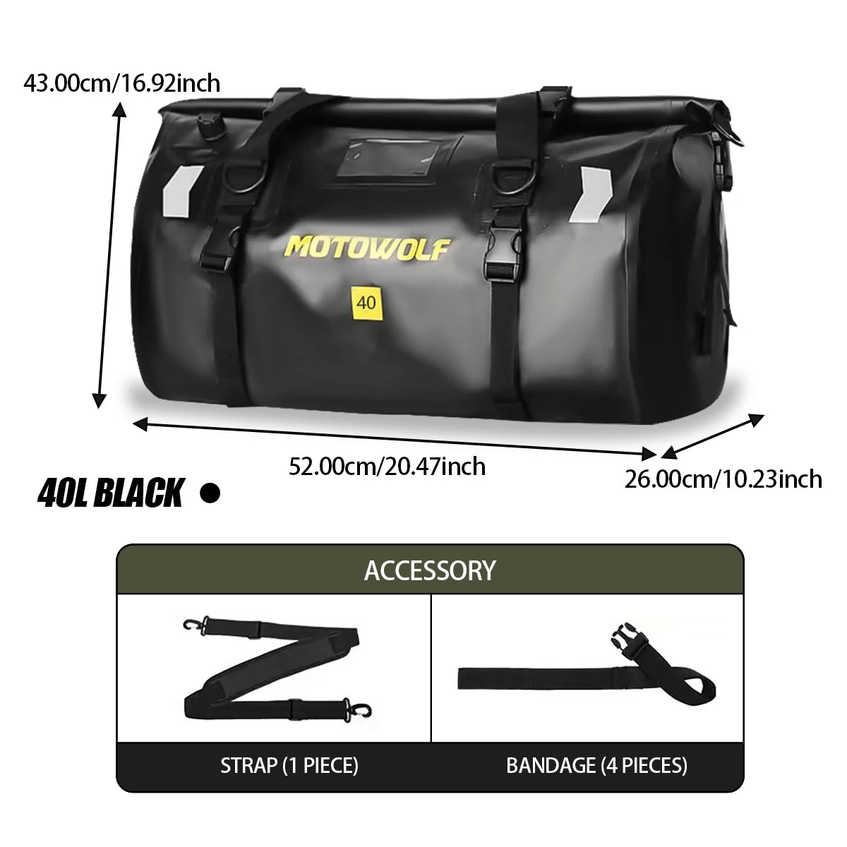 Wodoodporna torba motocyklowa na bagaż | suchy plecak rolowany | 20l, 40l, 66l