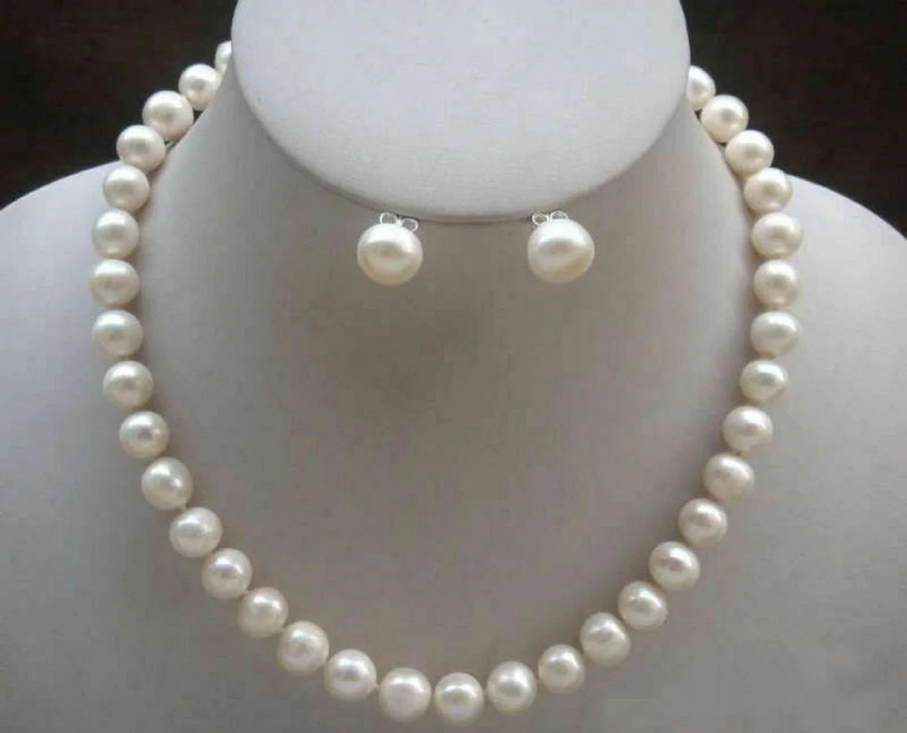 Naszyjnik i kolczyki z białych pereł akoya aaa w złocie 14k