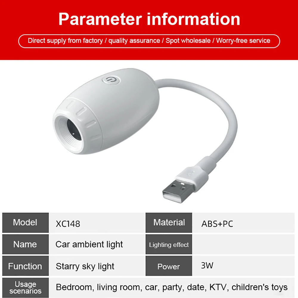 Projektor światła usb do samochodu | led oświetlenie wnętrza galaktyka saturn