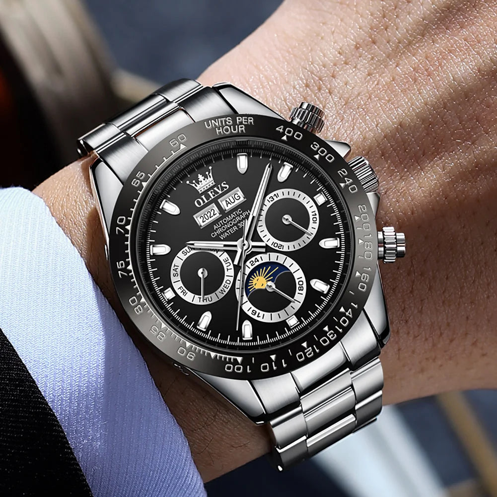 OLEVS 6654 Luxury Automatic Mechanical Chronograph Men's Watch Waterproof Luminous