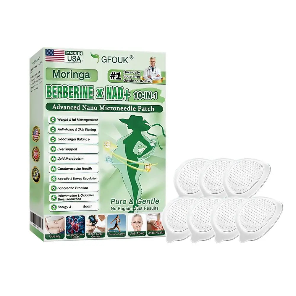 Gfouk plaster moringa berberyna nad | 10w1 wsparcie wagi, poziomu cukru i przeciwstarzeniowe