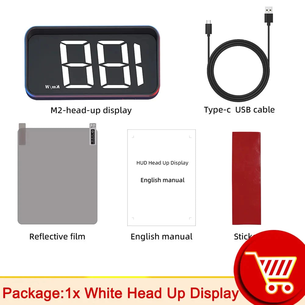 M2 HD Car HUD Windshield Projector | GPS Speedometer Display