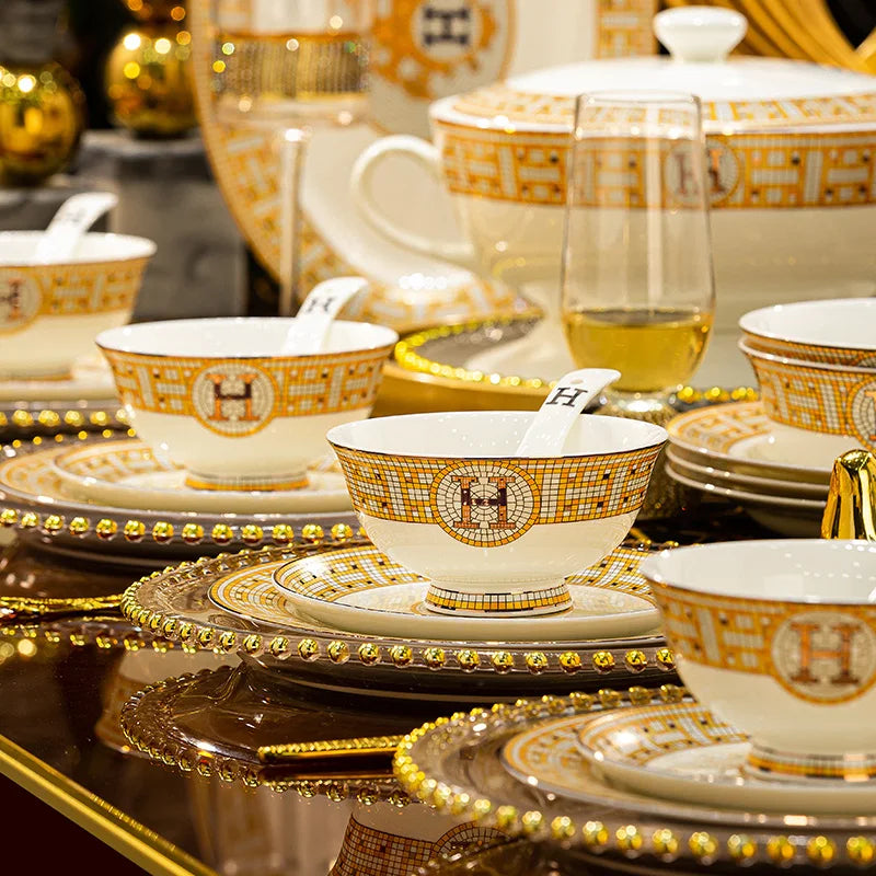 Vabena Luxury Bone China Dinnerware Set - Elegant Dining
