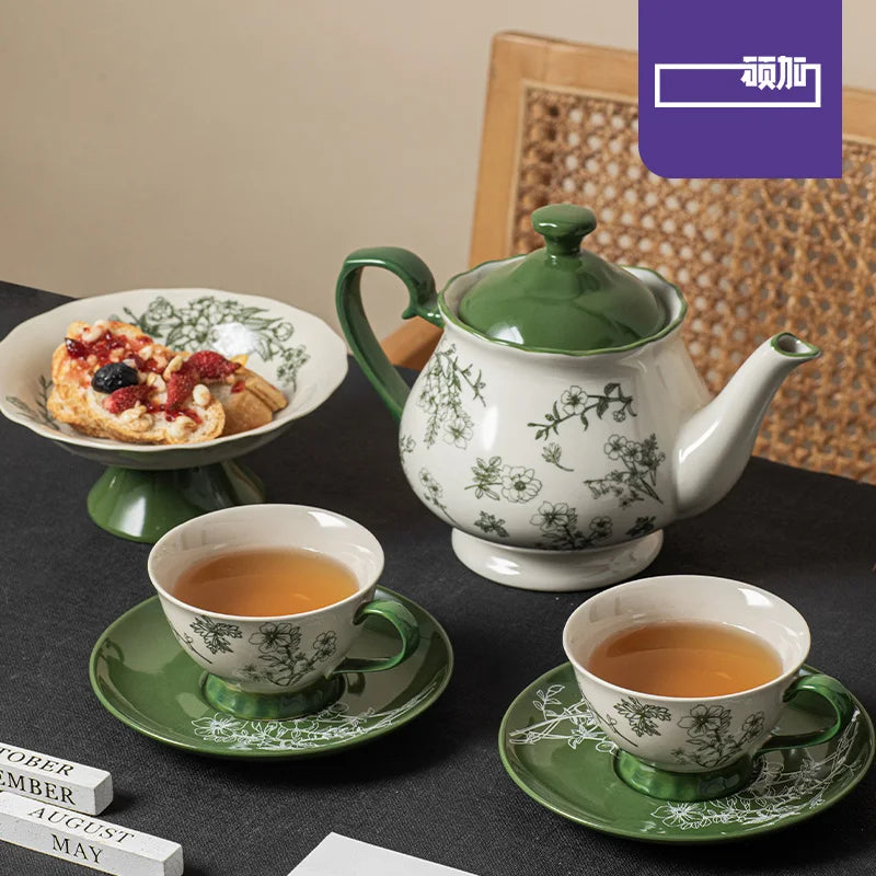 SOLECASA Floral Porcelain Dinnerware Set - Green Design