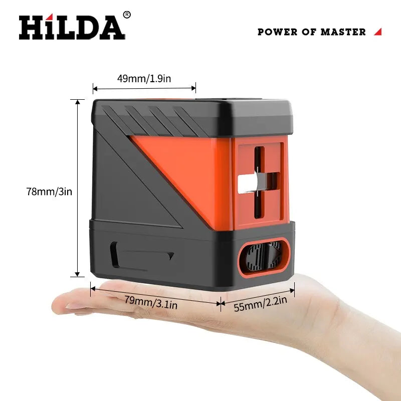 HILDA 2 Lines Green Laser Level - Self-Levelling Cross Line Mini Tool