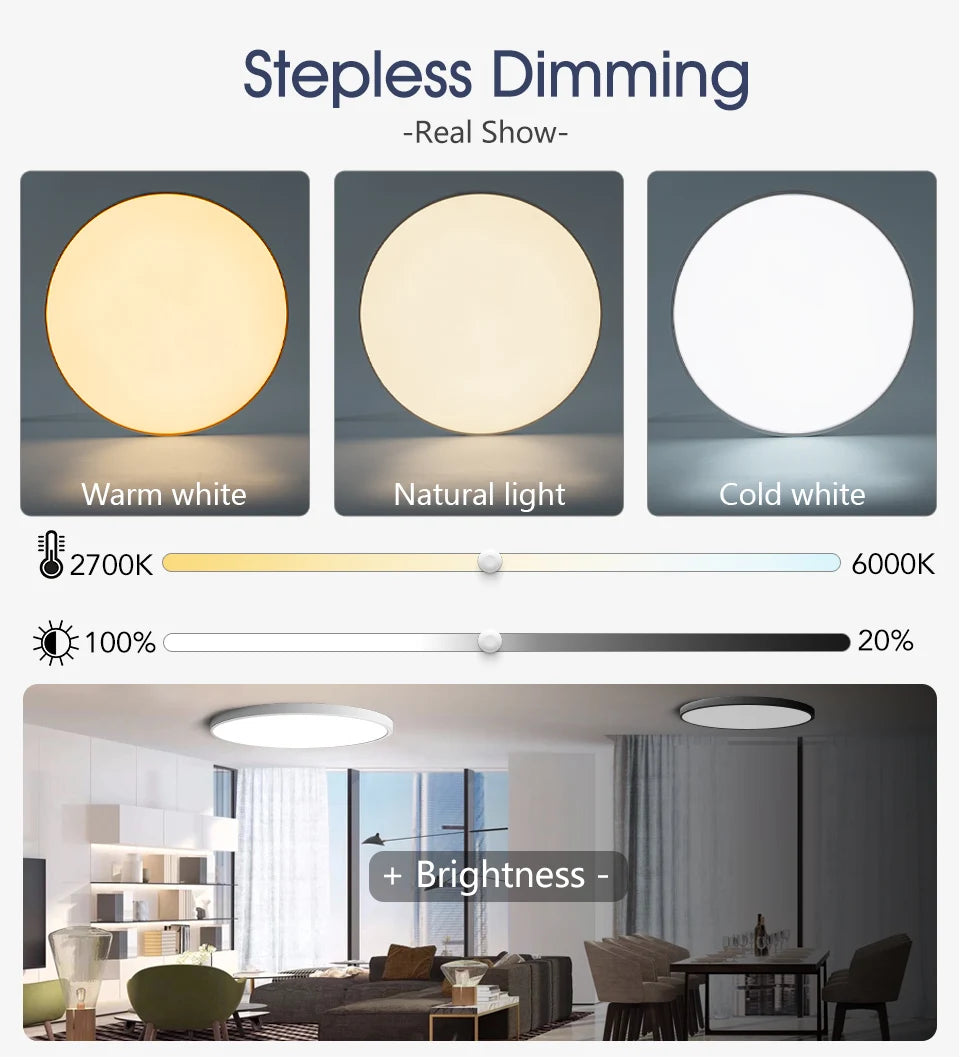 MARPOU Large LED Ceiling Lamp - Modern Bright Illumination for Bedroom