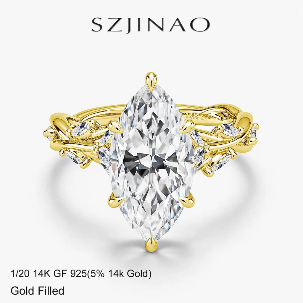 Vabena 14K Gold Filled 3CT Marquise Moissanite Engagement Ring