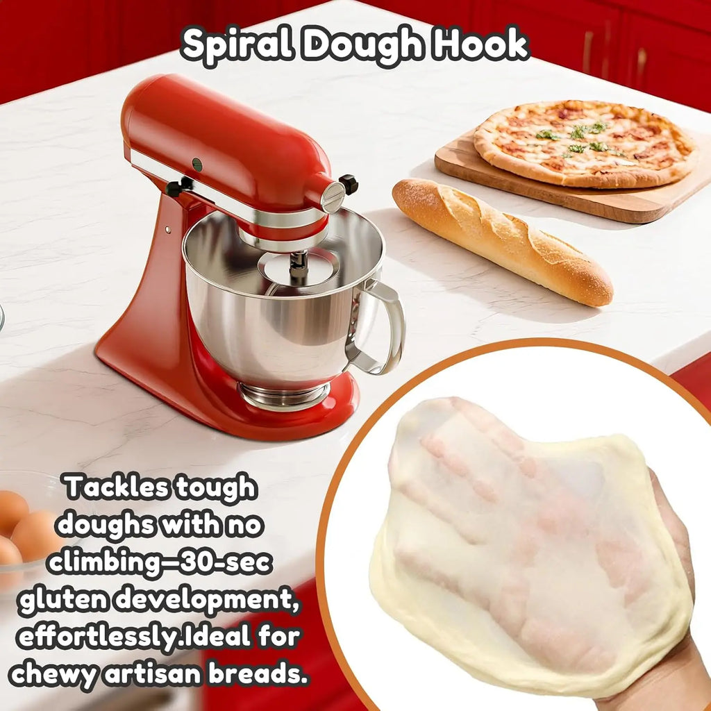 Hak spiralny do ciasta do mikserów kitchenaid tilt-head (4.5-5 qt), można myć w zmywarce
