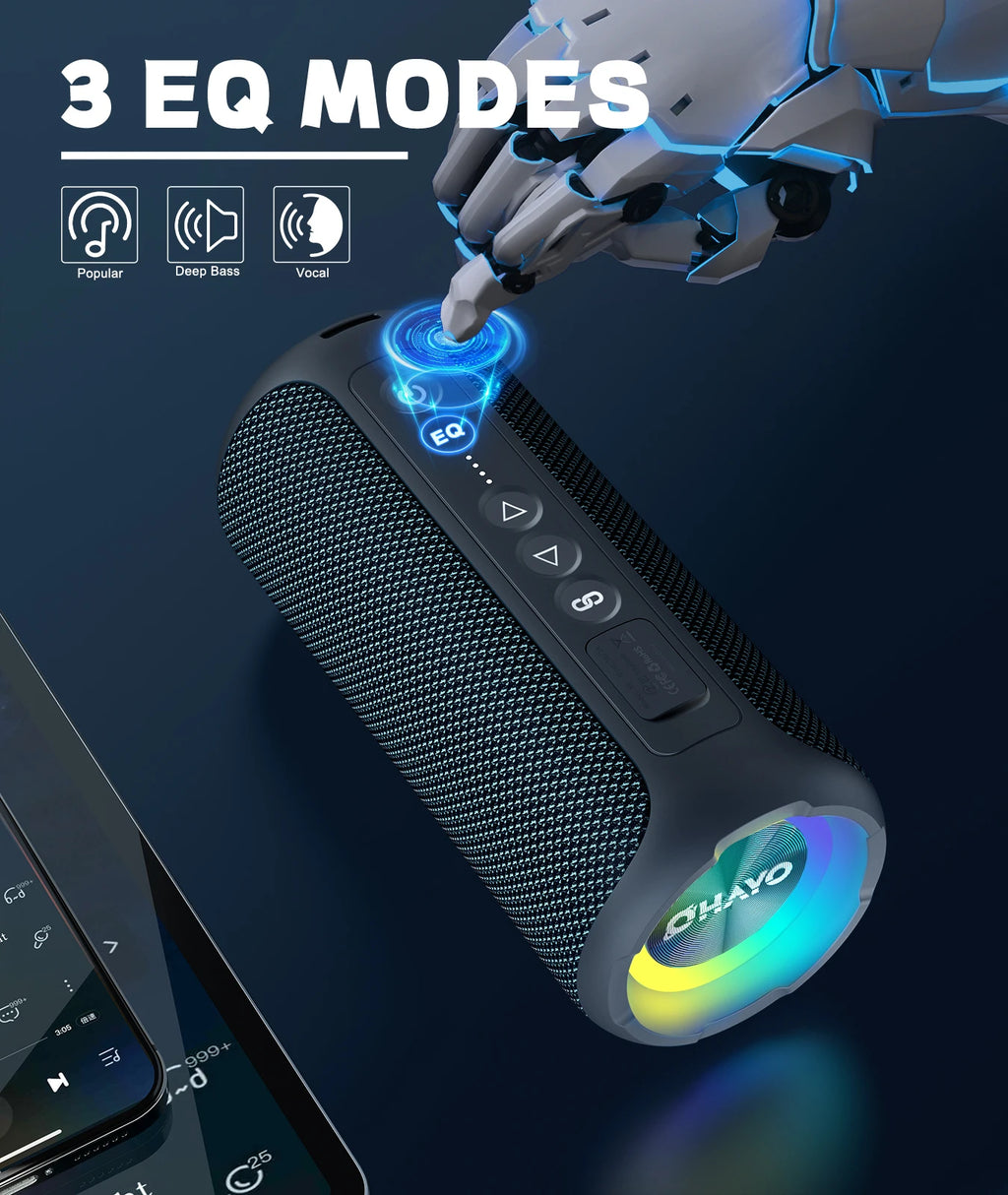 Ortizan głośnik bluetooth 40w wzmocniony bas ip7 wodoodporny zewnętrzny