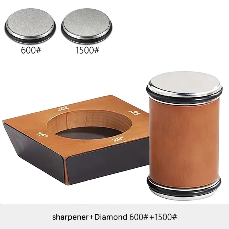Vabena Wooden 4-Angle Rolling Knife Sharpener Kit with Diamond Stones