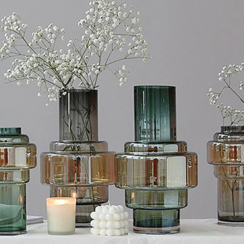 Gradient Geometric Glass Vases - Minimalist Home Decor