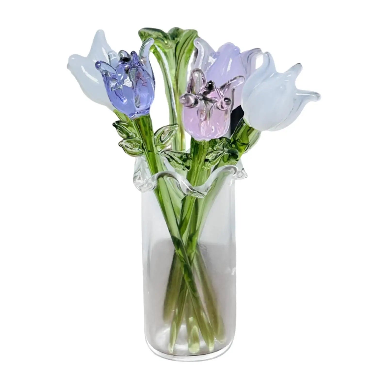Timeless Glass Flower Bouquet & Vase Figurine | Elegant Home Decor