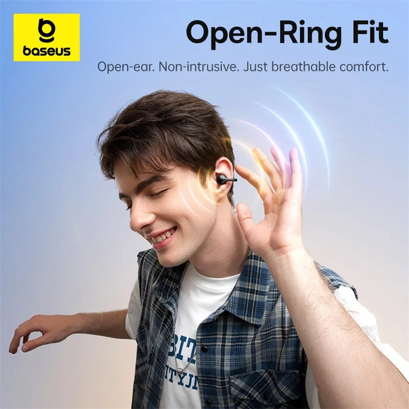 Baseus bc1 otwarte słuchawki na klips – bezprzewodowe sportowe słuchawki bluetooth 6.0 z 4 mikrofonami, super basem i ip55