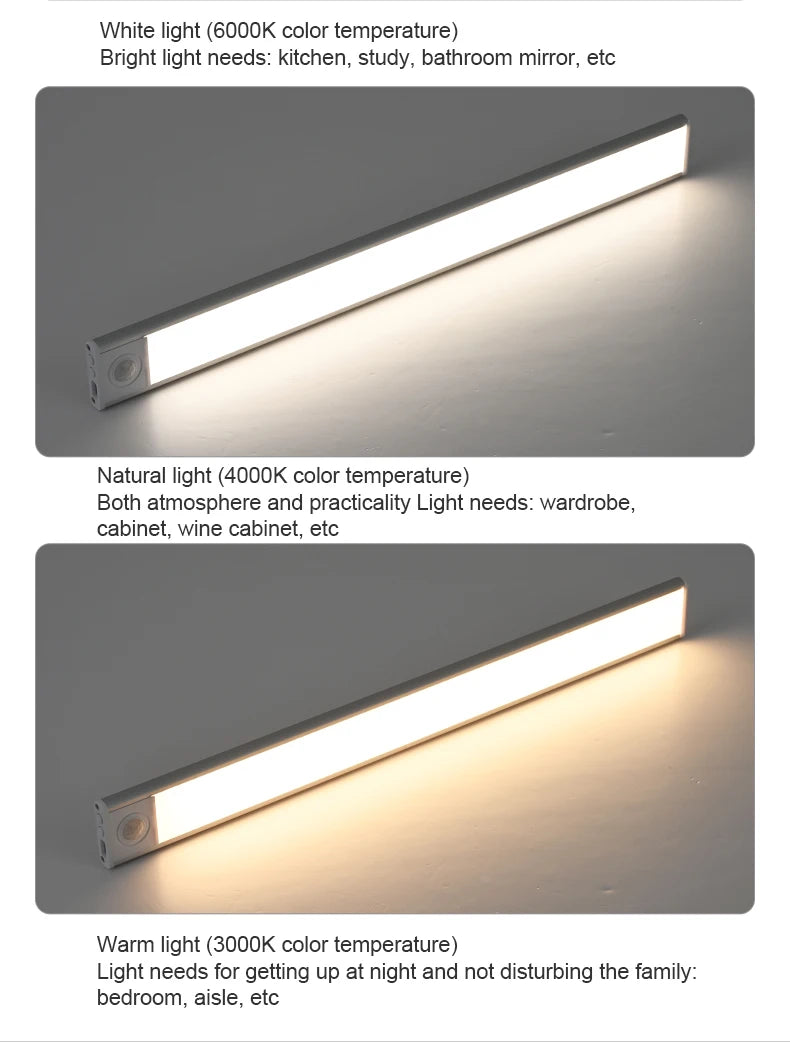 Lampka szafkowa led usb-c z czujnikiem ruchu do kuchni i garderoby