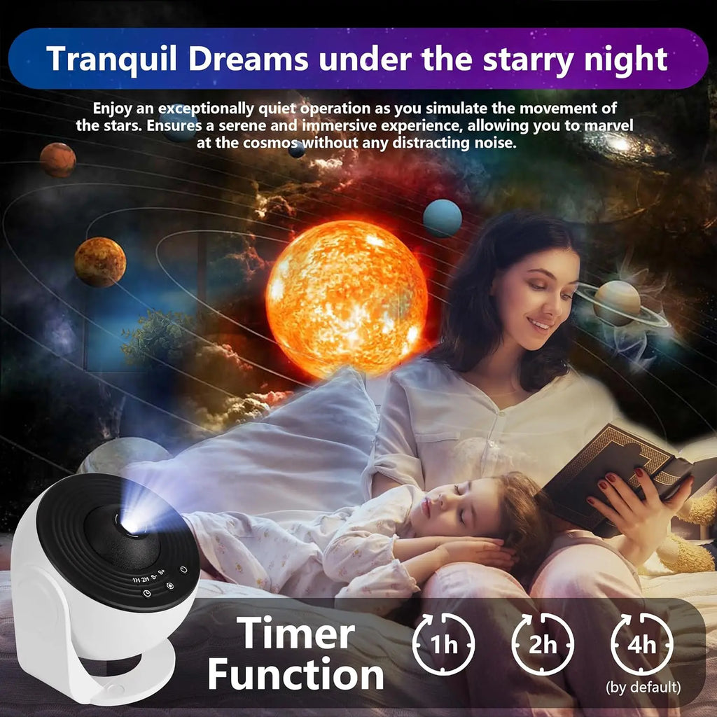 HD Galaxy Star Projector Night Light for Kids & Adults - 13 Films, 360° Rotation
