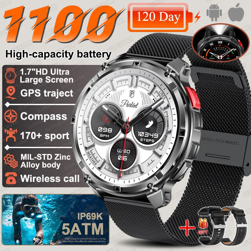T-rex3 pro smartwatch | bateria 1100mah, gps, wodoodporny 5atm, wojskowy standard