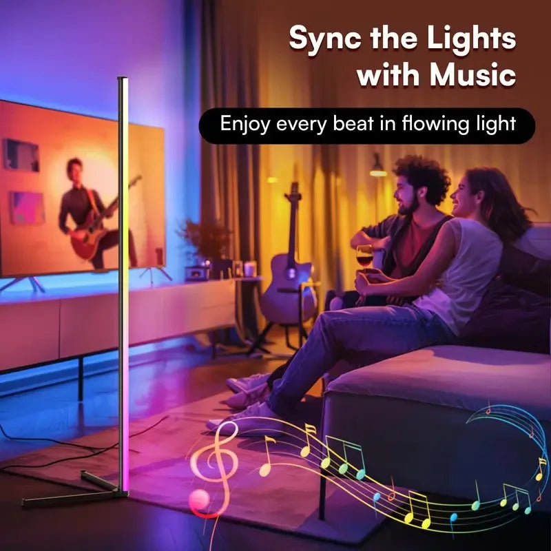 Vabena RGB LED Smart Corner Floor Lamp - Music Sync & 16M Colors