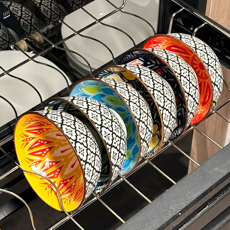 6-częściowy ręcznie robiony zestaw misek ceramicznych w stylu boho | można myć w zmywarce i używać w mikrofali