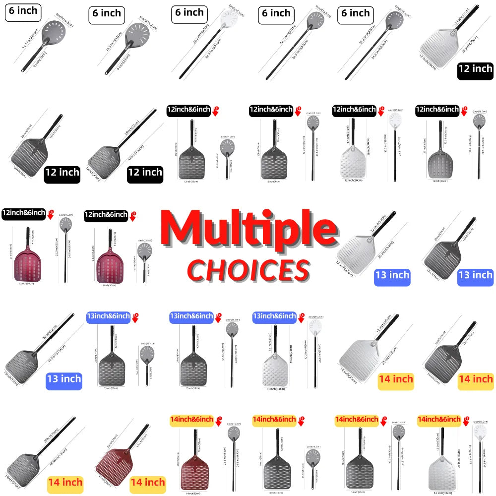 6-14 Inch Hard Anodized Aluminum Pizza Peel – Durable Oven Spatula & Bread Paddle