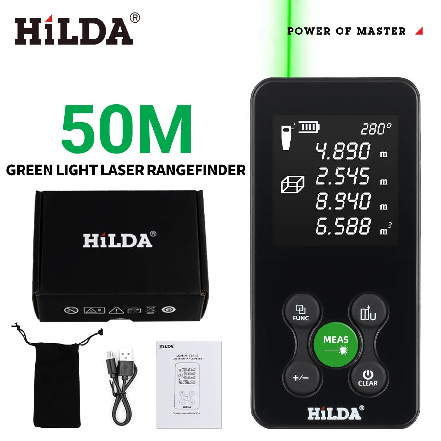 HILDA Laser Rangefinder | Digital Red/Green Light Distance Meter 50M-120M