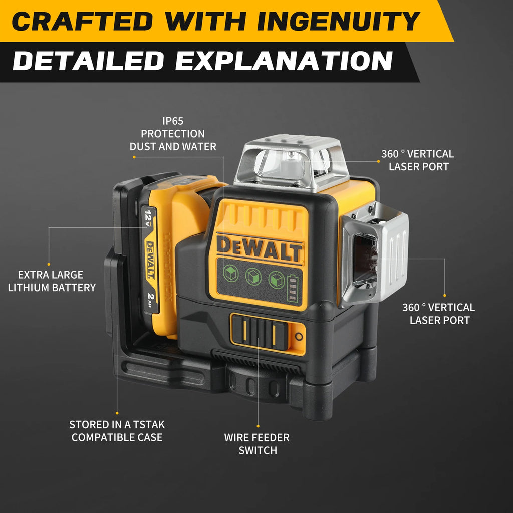 Dewalt dw089lg zielona poziomica laserowa samopoziomująca z trzema liniami