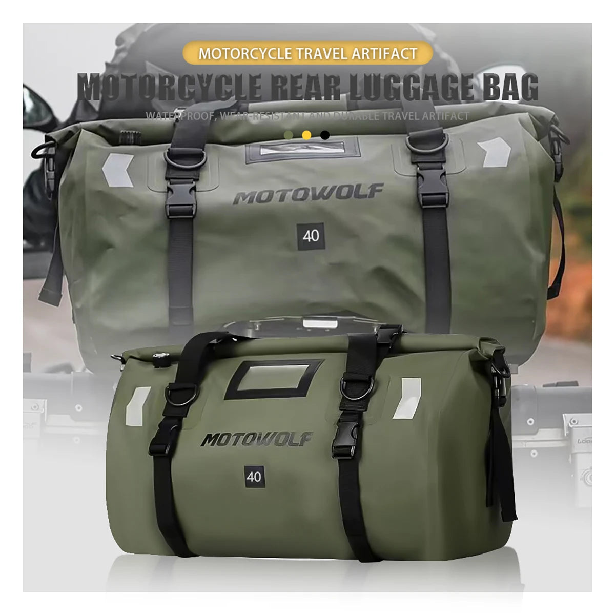 Wodoodporna torba motocyklowa na bagaż | suchy plecak rolowany | 20l, 40l, 66l