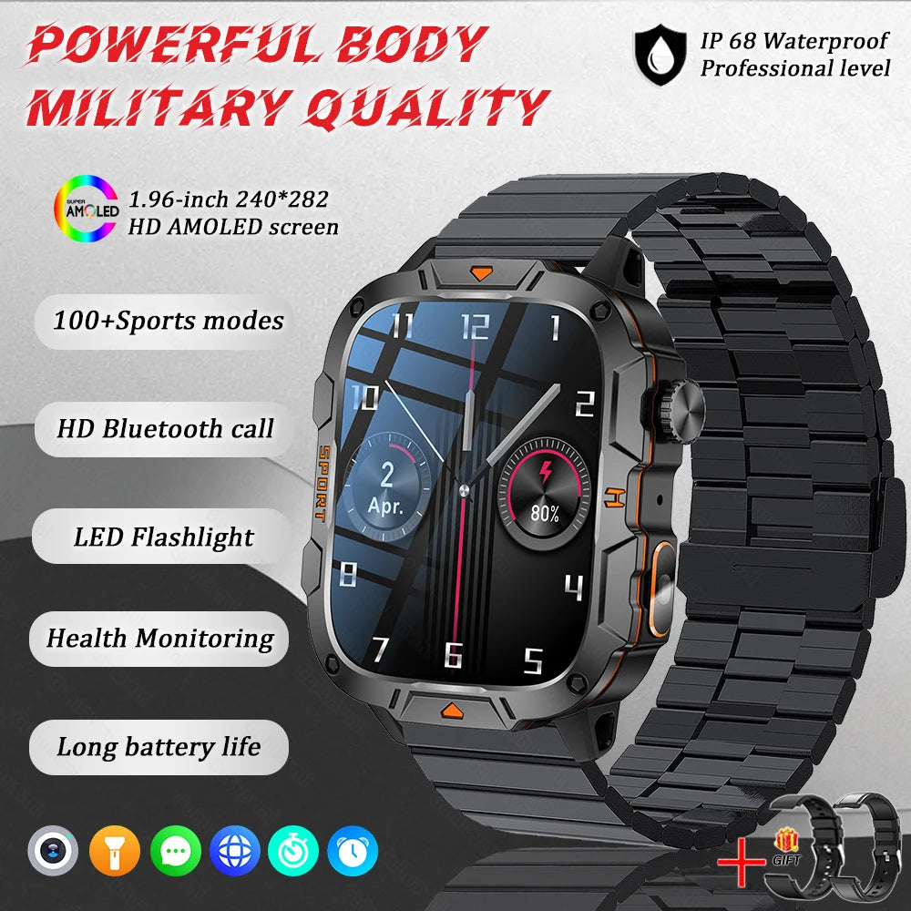 Wojskowy smartwatch dla mężczyzn | wyświetlacz amoled | taktyczny zegarek 5atm