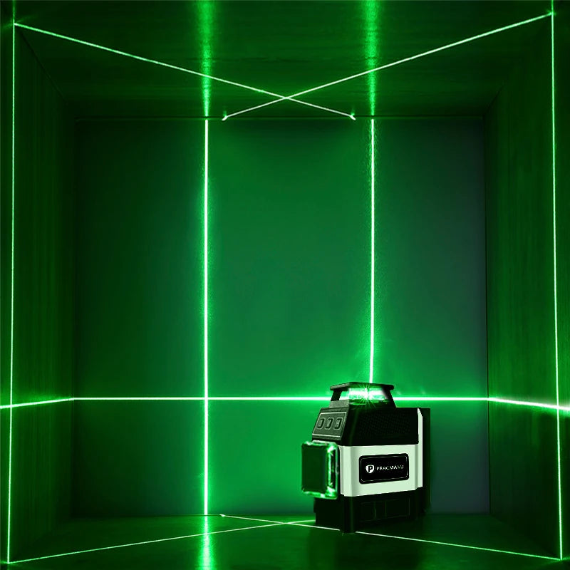 Pracmanu 12-Line 3D Green Laser Level - Self-Leveling 360° Precision Tool