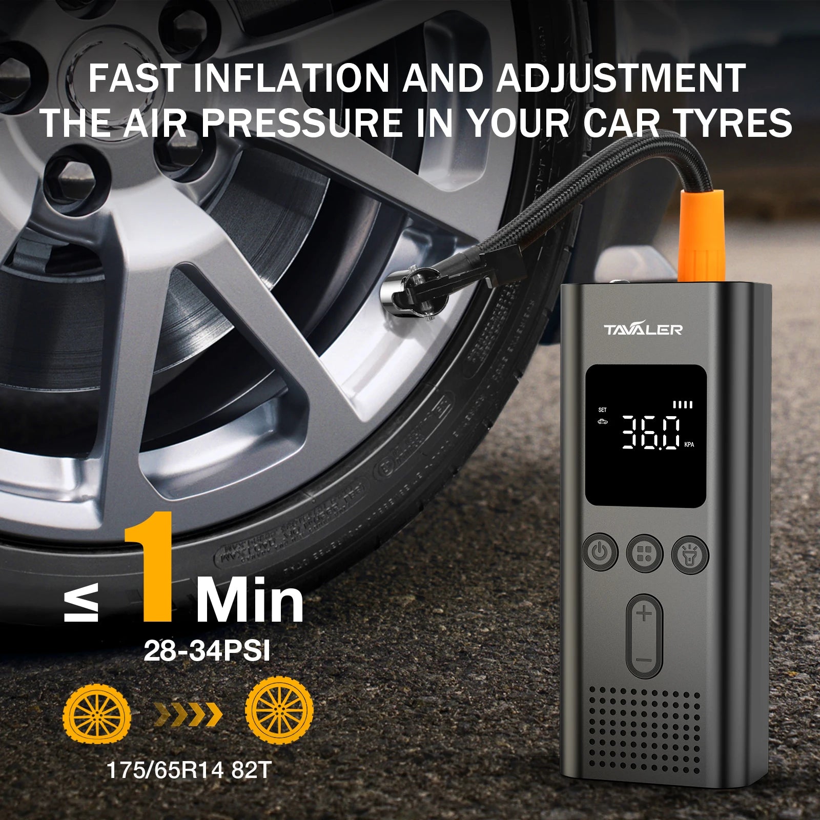 Inflator przenośny wind&moon 150psi – kompresor powietrza do opon