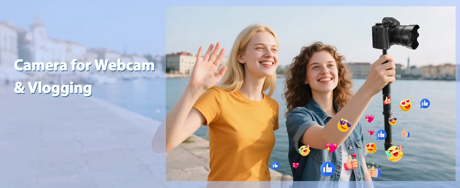 Vabena 8k 88mp aparat vlogowy z podwójnym obiektywem i wi-fi