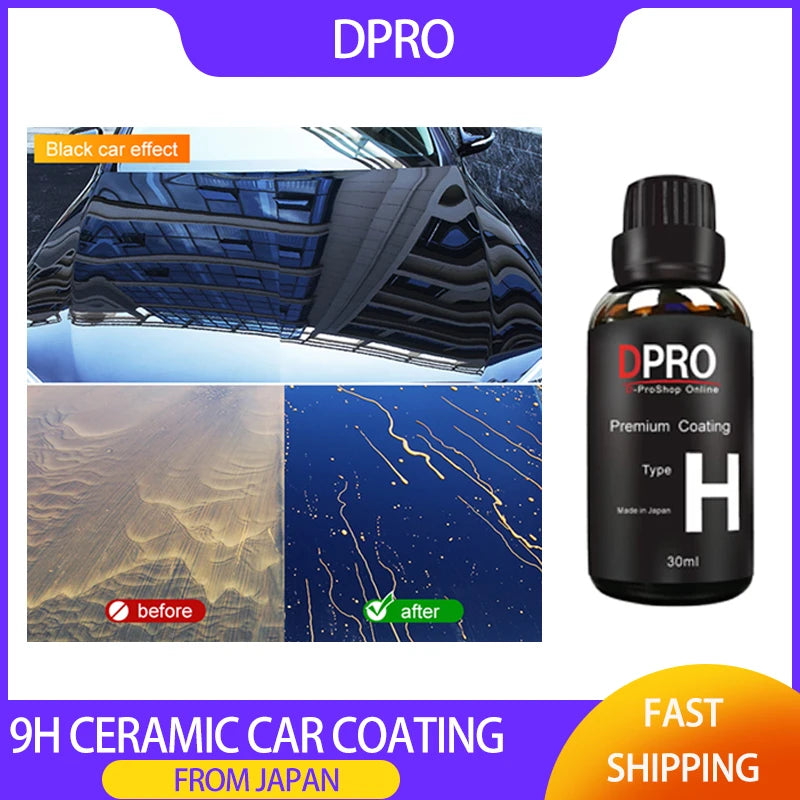 Zestaw ceramicznej powłoki samochodowej dpro 9h - płynne szkło, nano ochrona lakieru