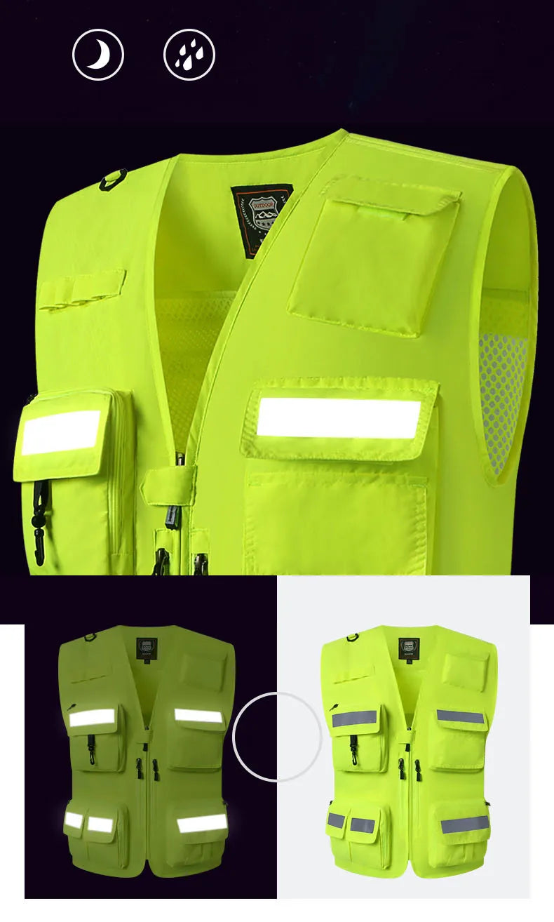 Kamizelka ostrzegawcza odblaskowa i kurtka motocyklowa - fluorescencyjna odzież robocza