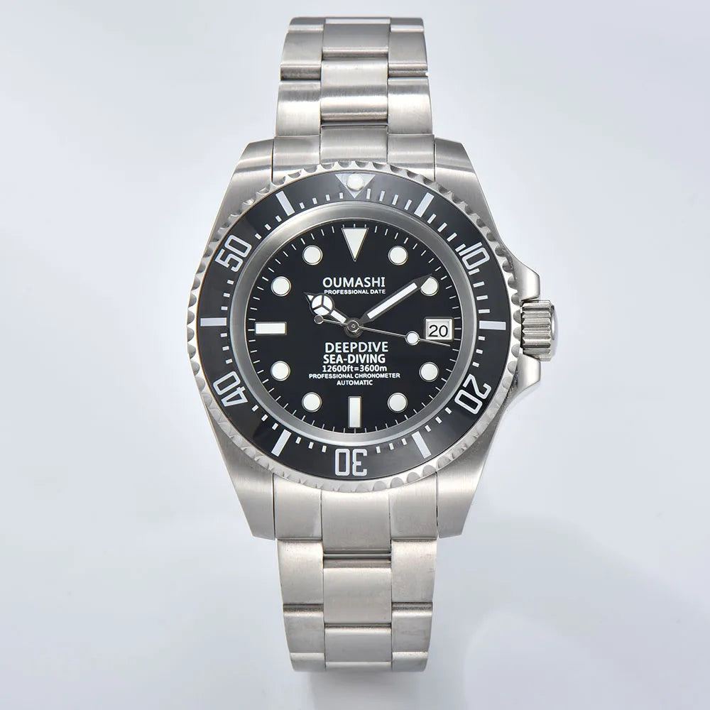 Męski 44mm zegarek automatyczny mechaniczny deep sea