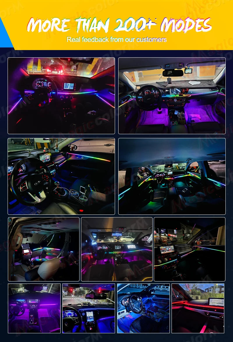 Zestaw 18-w-1 samochodowych lamp ambientowych led – rgb symfonia strumieniowa bluetooth