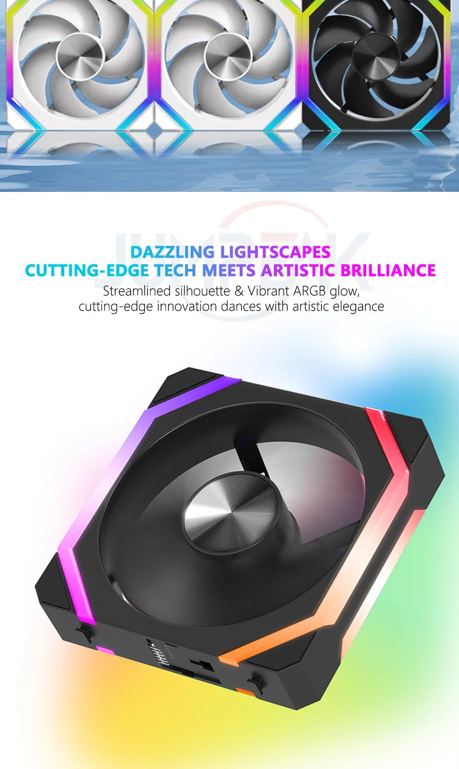 Jumpeak cs120 argb 360mm modułowy zestaw cichych wentylatorów pwm do chłodzenia komputera