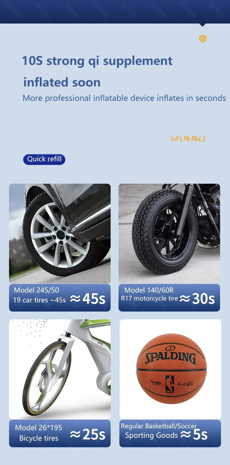 Bezprzewodowa pompka samochodowa i inflator do opon z wyświetlaczem lcd